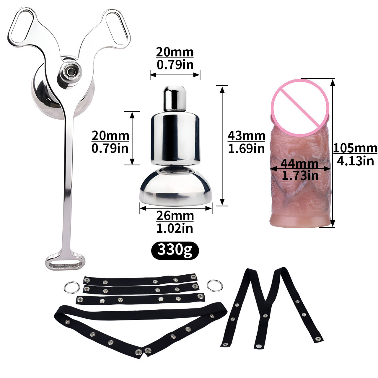 Negative Inverted Chastity Cage with Realistic Dildo and Strap