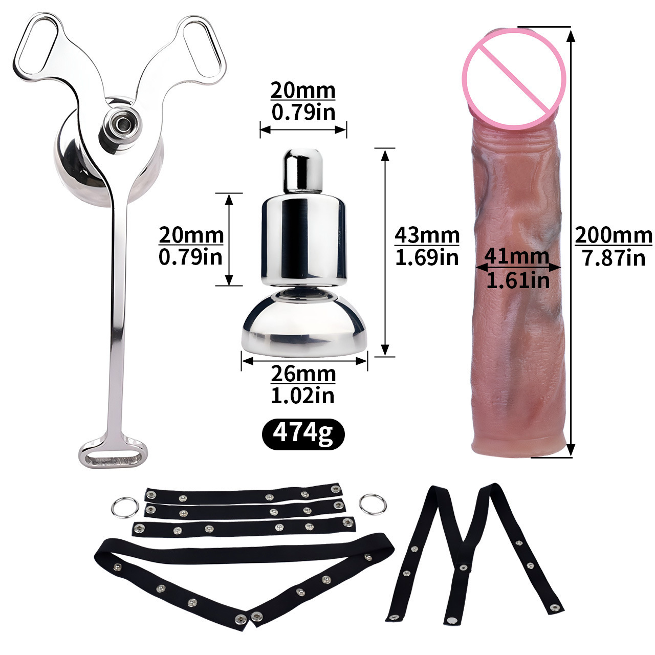 Negative Inverted Chastity Cage with Realistic Dildo and Strap