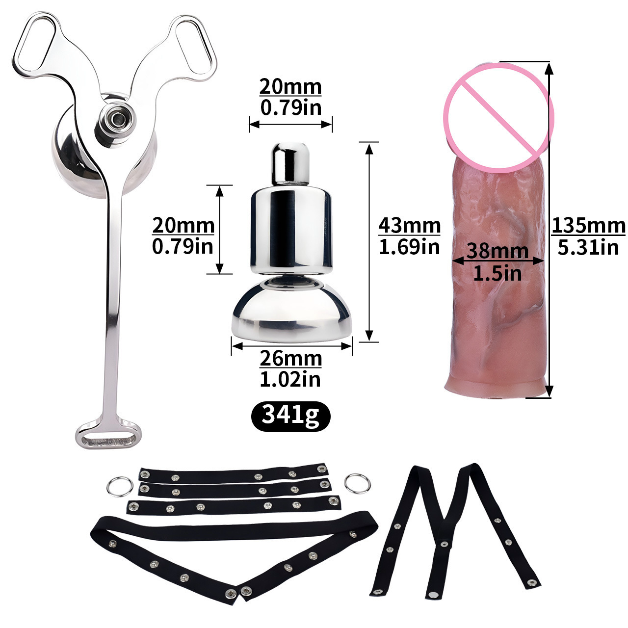 Negative Inverted Chastity Cage with Realistic Dildo and Strap