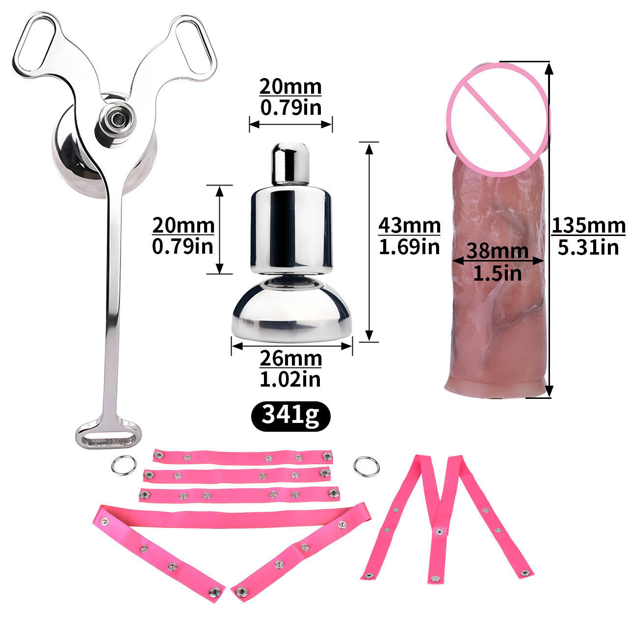 Negative Inverted Chastity Cage with Realistic Dildo and Strap