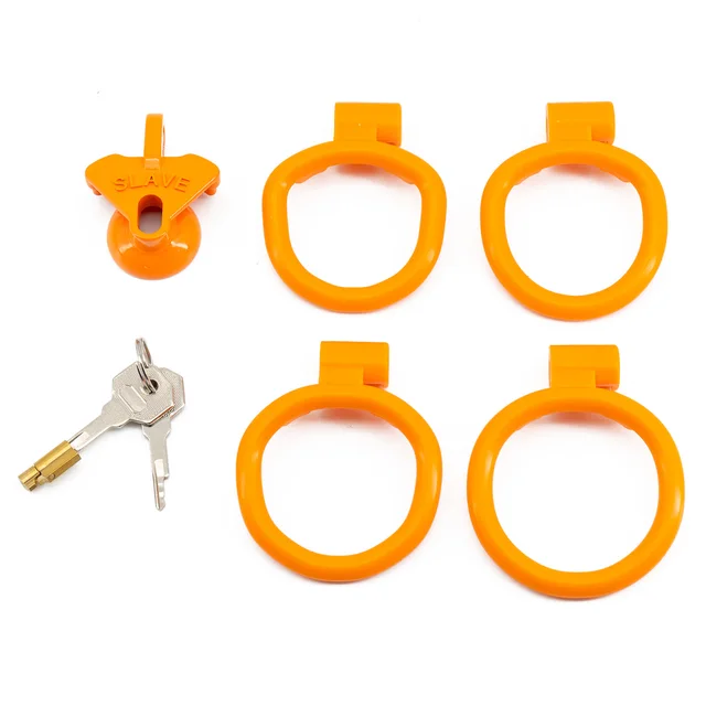 Multicolor Slave Chastity Cage Flat/Negative Sizes with 4 Base Rings