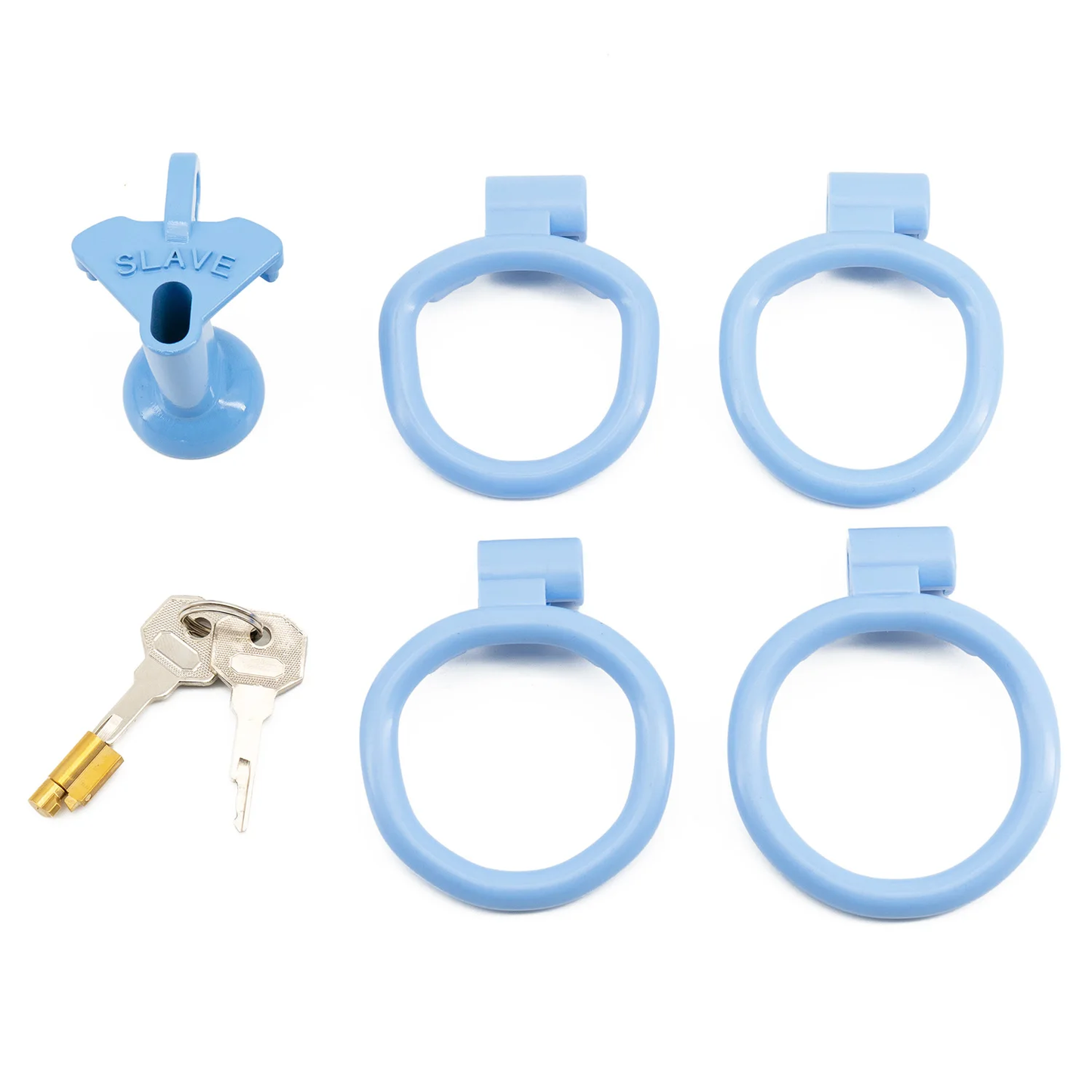 Multicolor Slave Chastity Cage Flat/Negative Sizes with 4 Base Rings