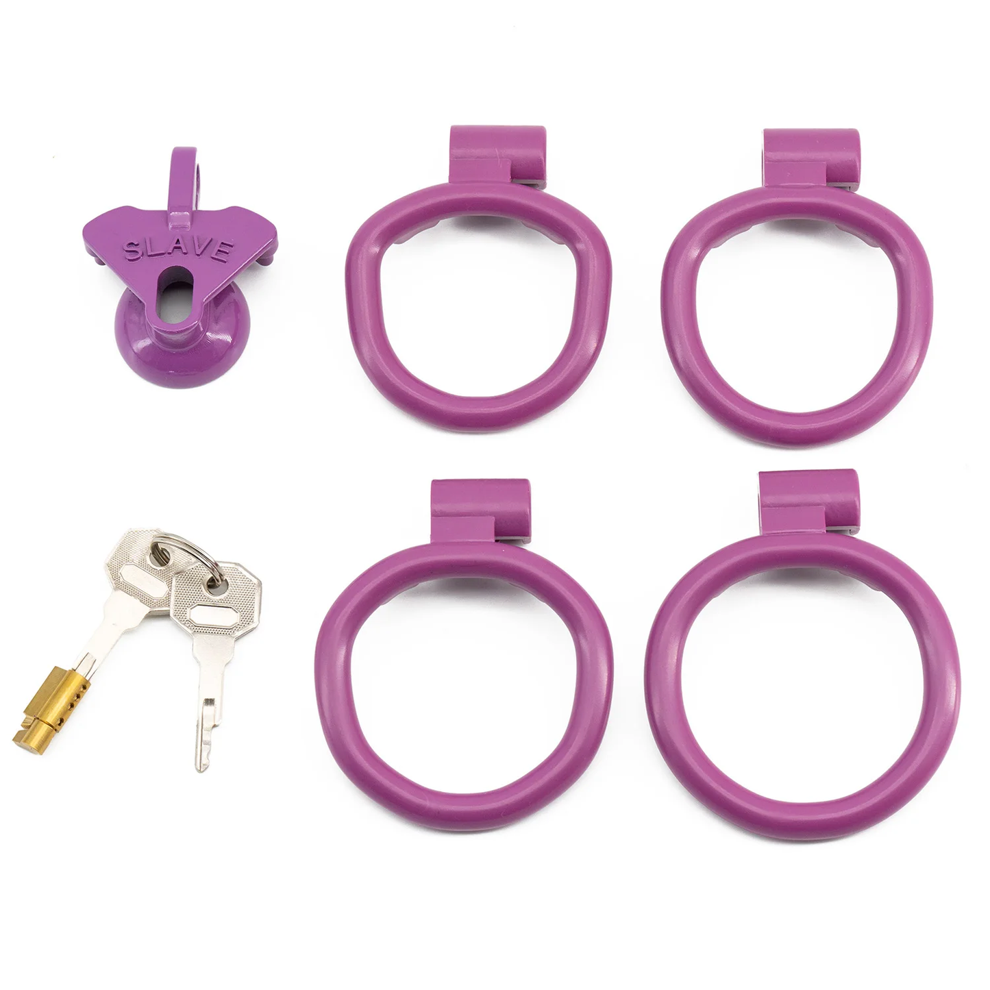 Multicolor Slave Chastity Cage Flat/Negative Sizes with 4 Base Rings