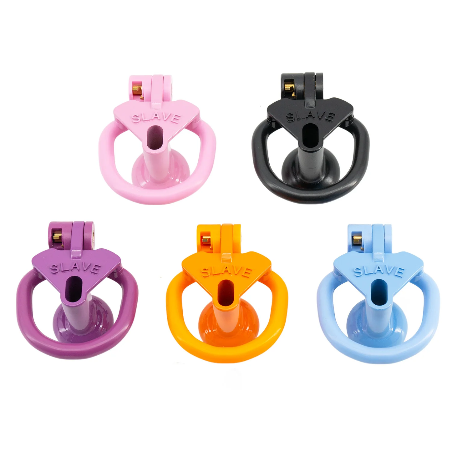 Multicolor Slave Chastity Cage Flat/Negative Sizes with 4 Base Rings