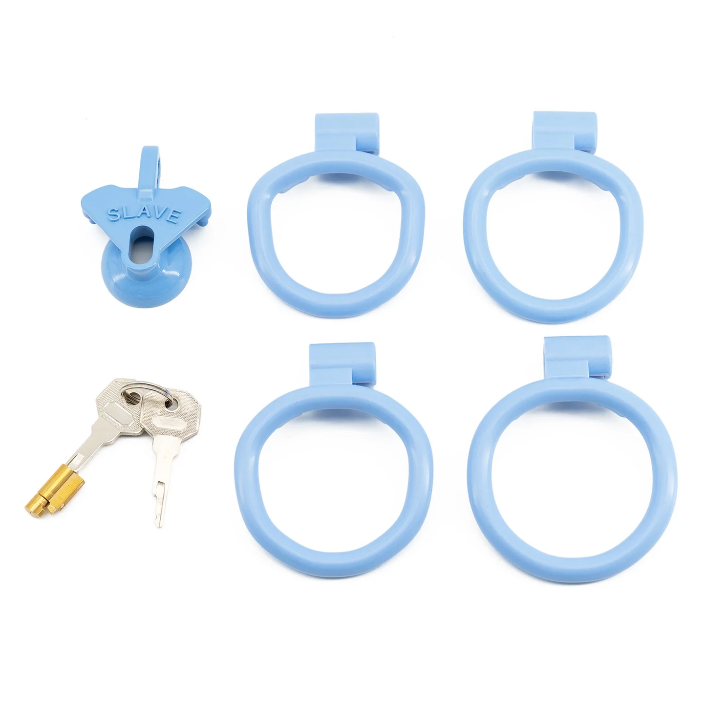 Multicolor Slave Chastity Cage Flat/Negative Sizes with 4 Base Rings