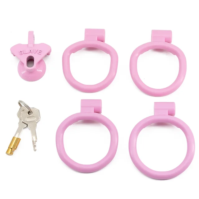 Multicolor Slave Chastity Cage Flat/Negative Sizes with 4 Base Rings