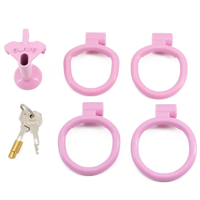 Multicolor Slave Chastity Cage Flat/Negative Sizes with 4 Base Rings