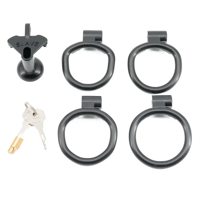 Multicolor Slave Chastity Cage Flat/Negative Sizes with 4 Base Rings
