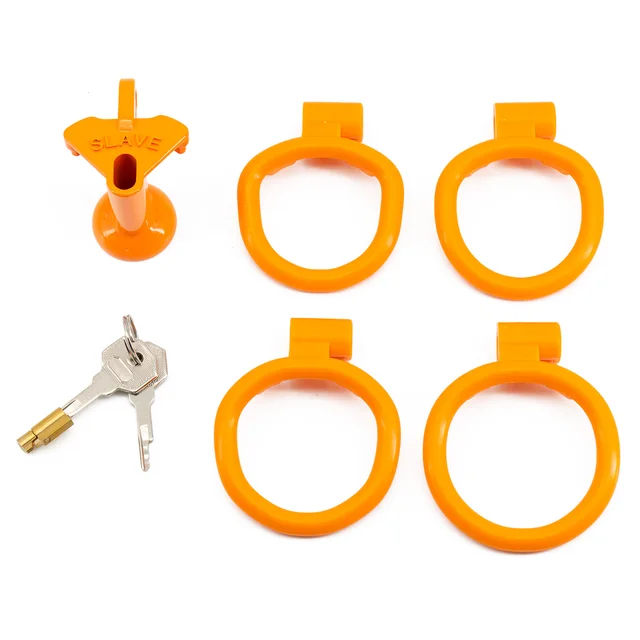 Multicolor Slave Chastity Cage Flat/Negative Sizes with 4 Base Rings