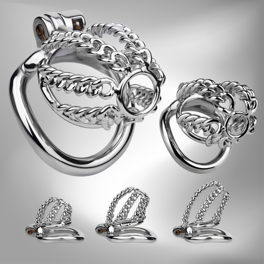 Slim & Heavy Chain Stainless Steel Chastity Cage Metal Cock Lock