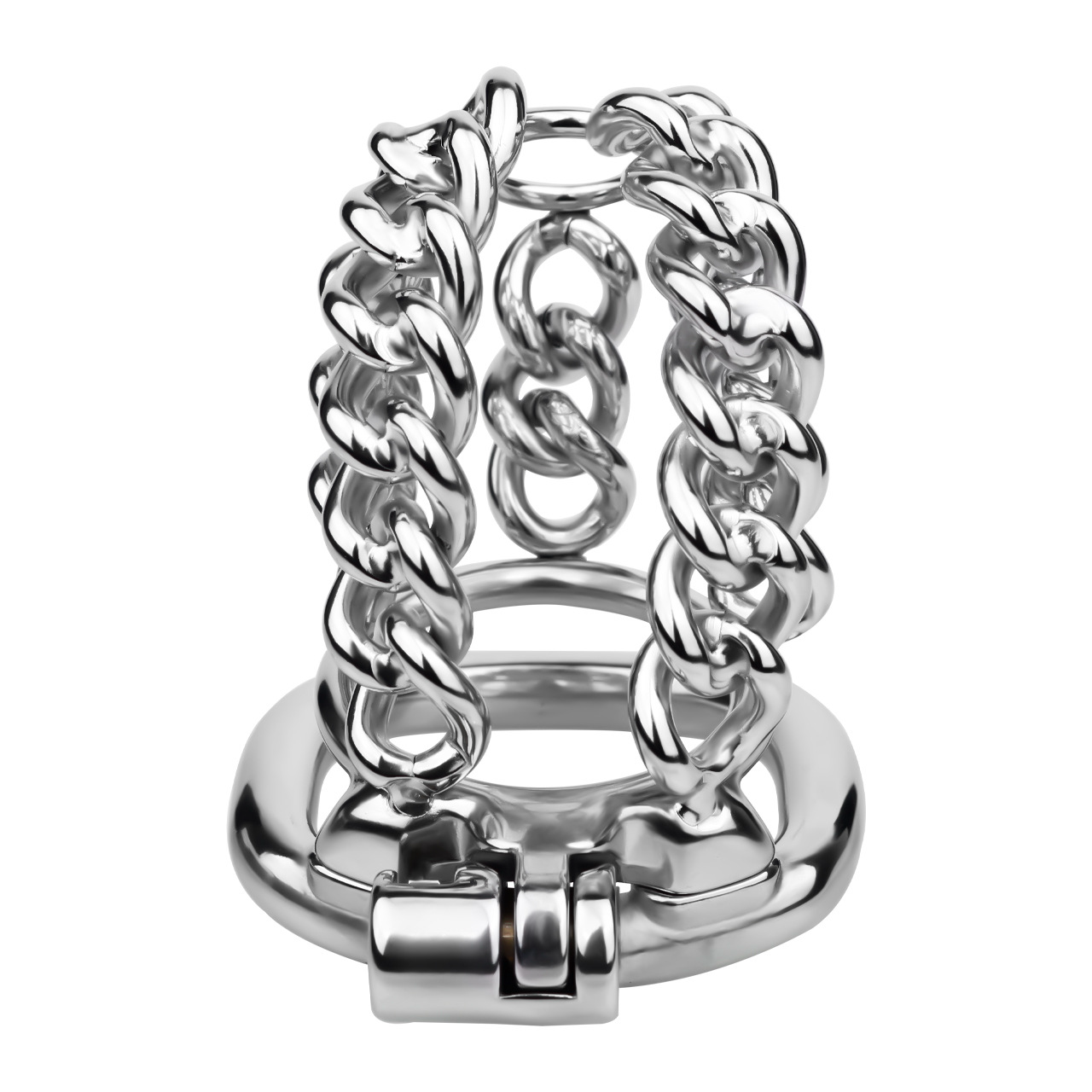 Slim & Heavy Chain Stainless Steel Chastity Cage Metal Cock Lock