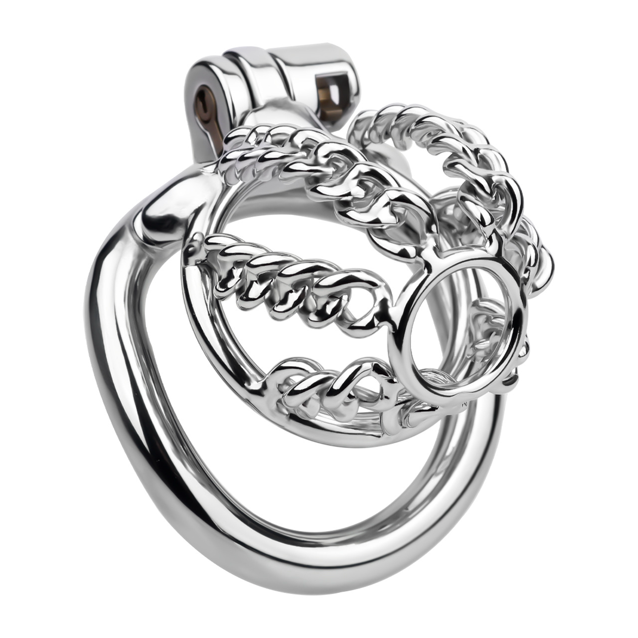 Slim & Heavy Chain Stainless Steel Chastity Cage Metal Cock Lock