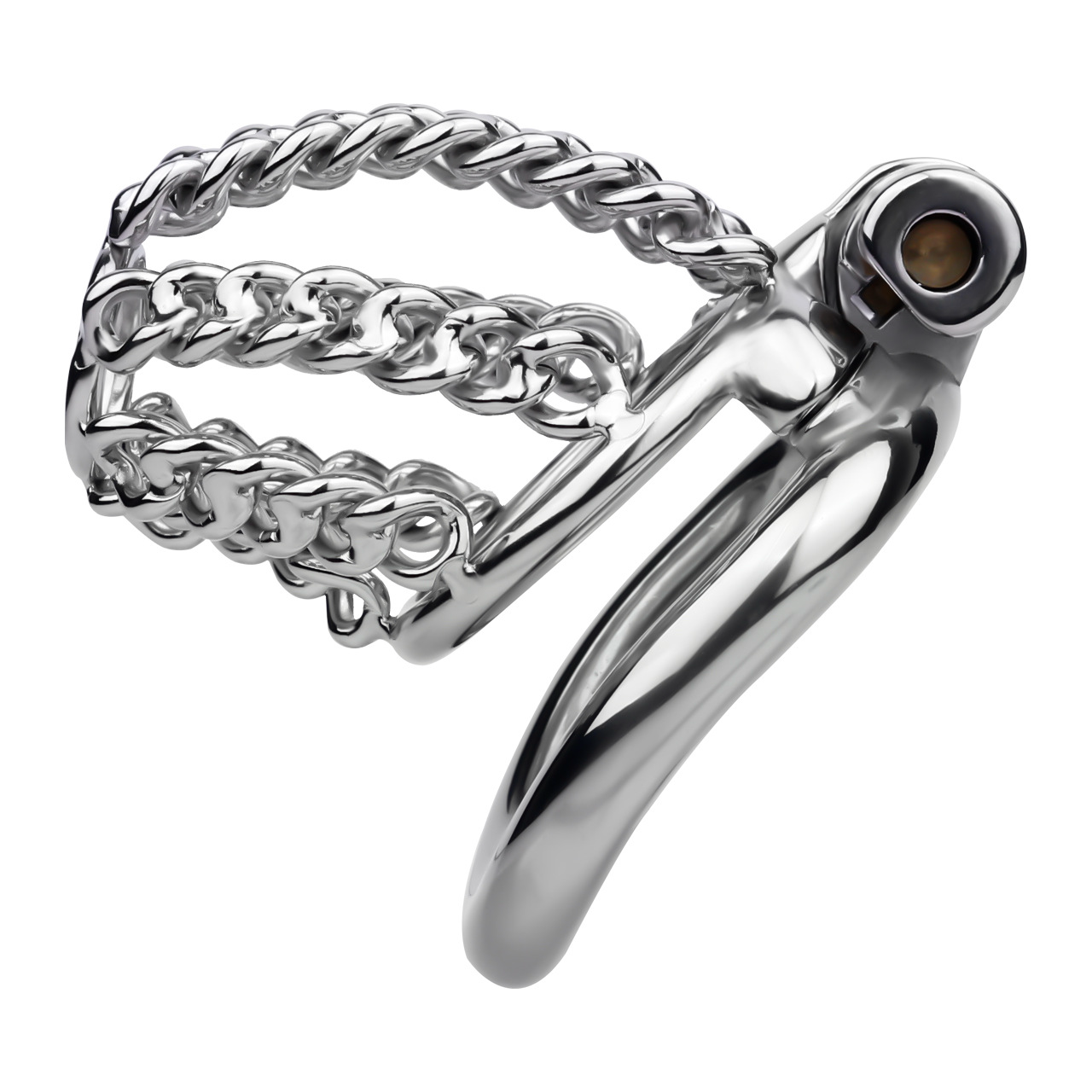 Slim & Heavy Chain Stainless Steel Chastity Cage Metal Cock Lock