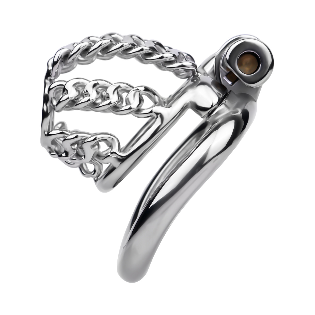 Slim & Heavy Chain Stainless Steel Chastity Cage Metal Cock Lock