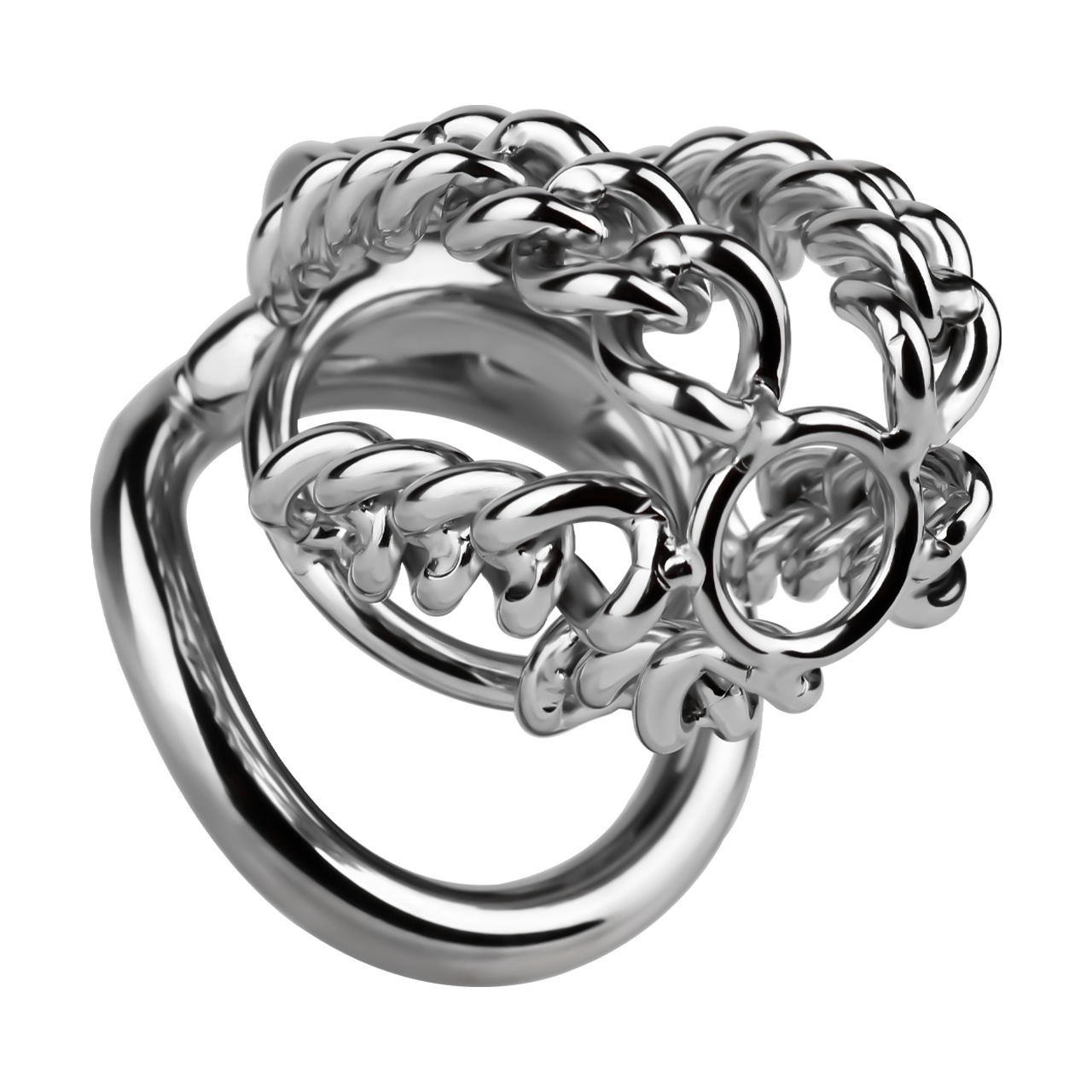 Slim & Heavy Chain Stainless Steel Chastity Cage Metal Cock Lock