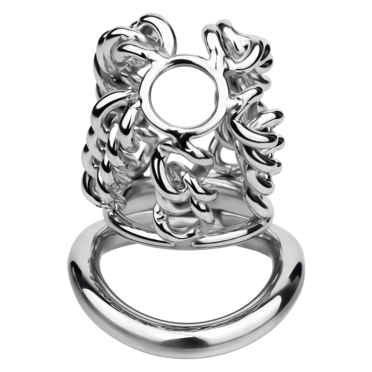 Slim & Heavy Chain Stainless Steel Chastity Cage Metal Cock Lock