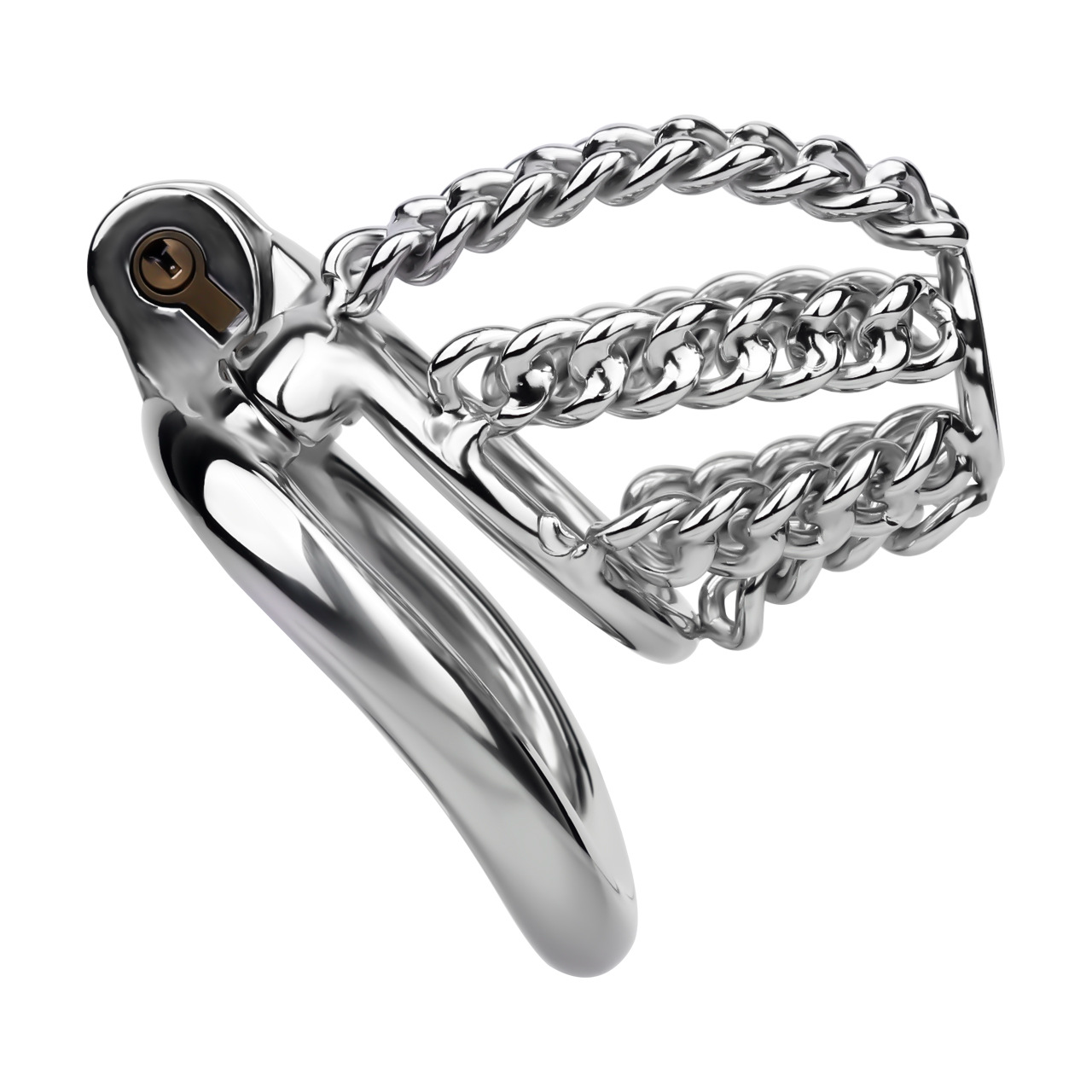 Slim & Heavy Chain Stainless Steel Chastity Cage Metal Cock Lock