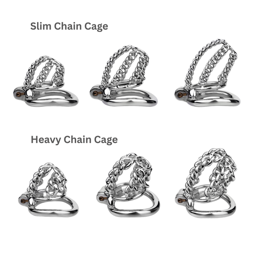 Slim & Heavy Chain Stainless Steel Chastity Cage Metal Cock Lock