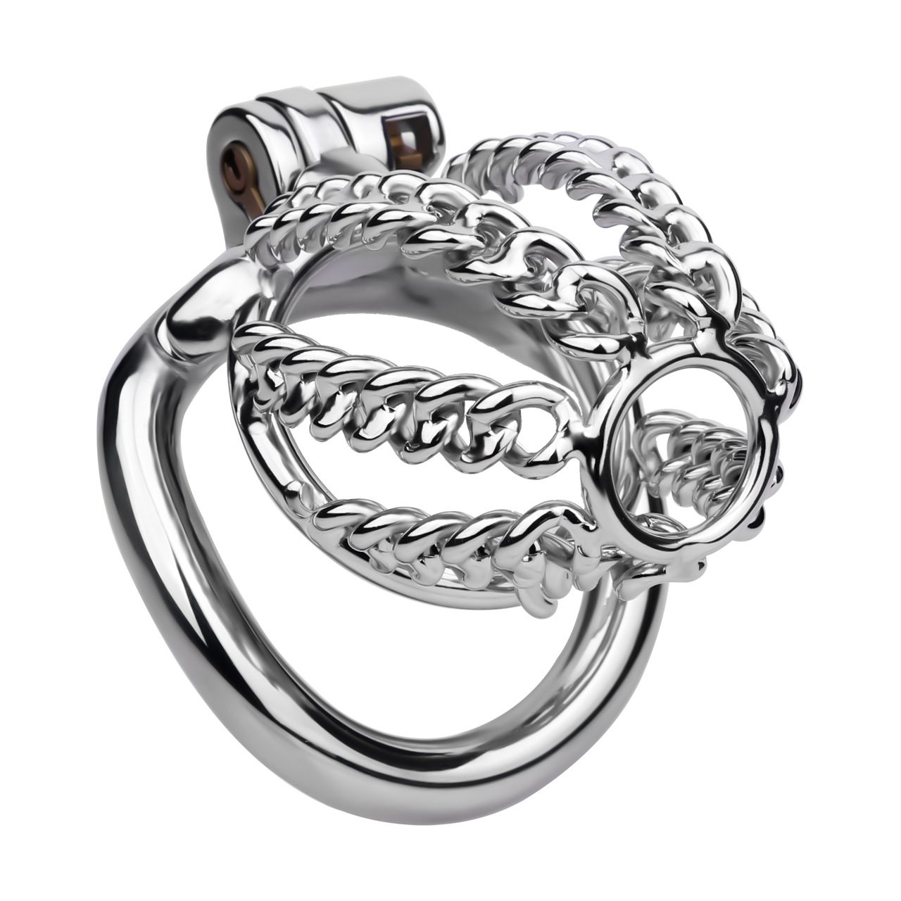 Slim & Heavy Chain Stainless Steel Chastity Cage Metal Cock Lock