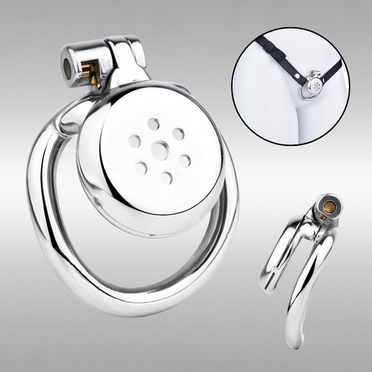 Metal Wrapped Flat Chastity Cage Discreet Penis Cage with Belt for Men