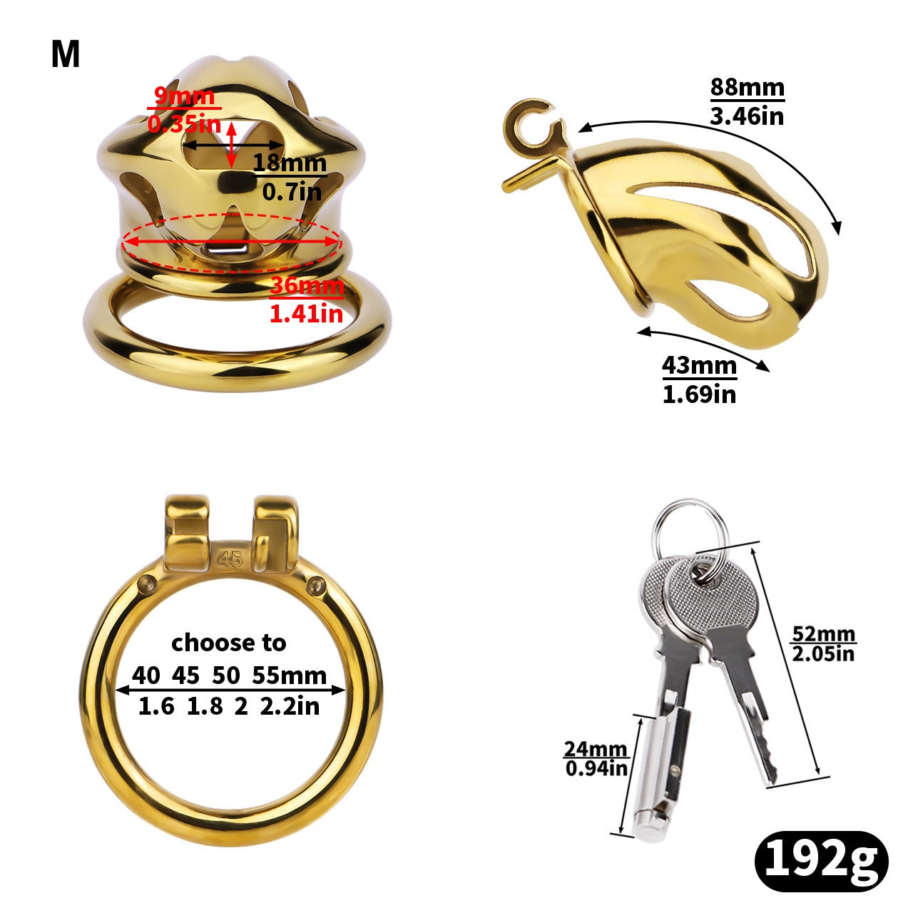 Gold Metal Cock Lock Cobra Cage – Small to Large