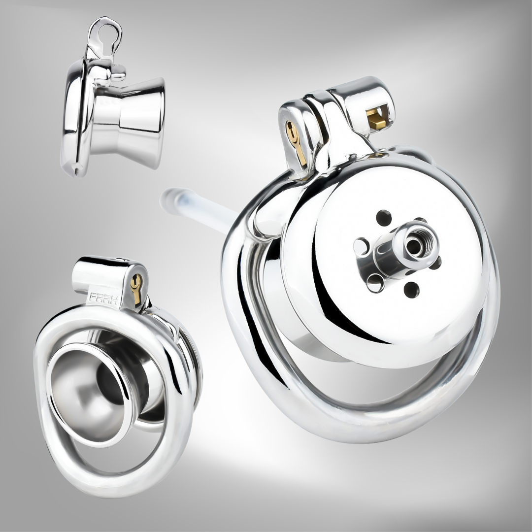 Sleek Inverted Chastity Cage with Removable Soft Silicone Catheter Negative Reversed Cock Cage for Men Gay and Sissy