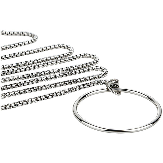 Men’s Flat Metal Chastity Device with Detachable Chain Leash