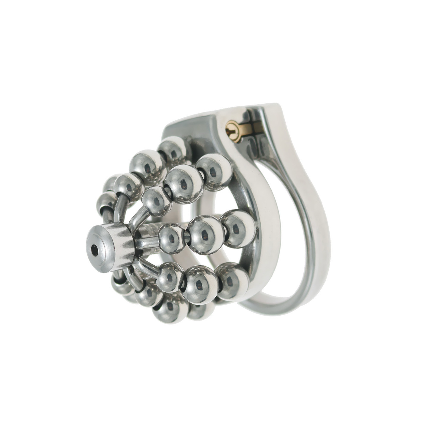 Beaded Metal Chastity Cage with Removable Urethral Catheter Penis Massage Cock Lock