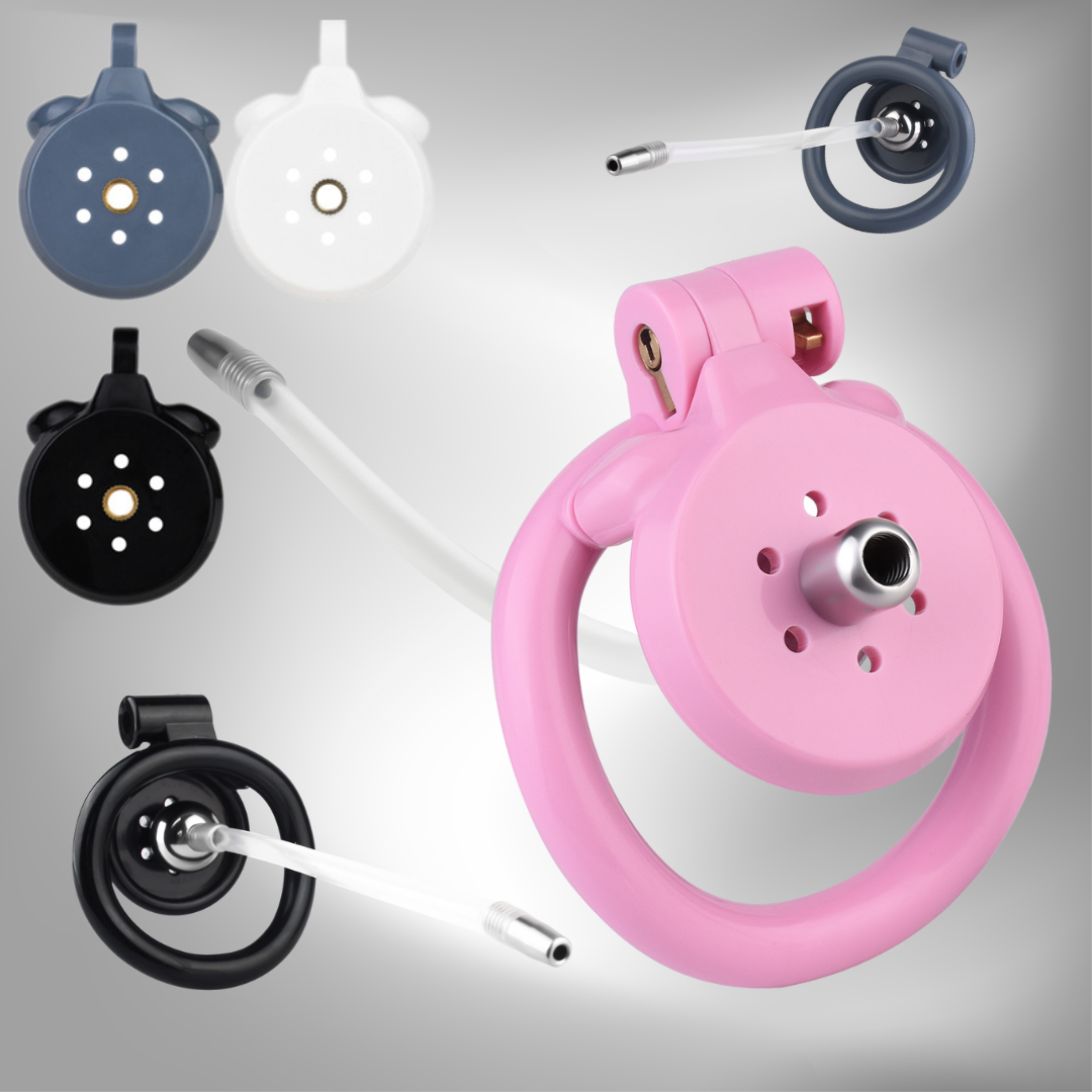 Tiny Inverted Chastity Cage with Removable Steel Ball Plug and Silicone Catheter