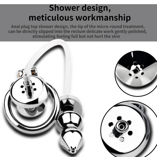 Urethral Inverted Chastity Cage with Detachable Anal Plug Negative Cock Cage for Dual Chastity Play
