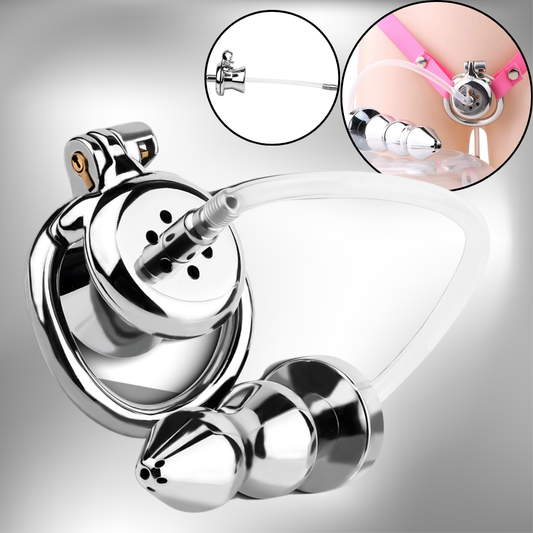 Urethral Inverted Chastity Cage with Detachable Anal Plug Negative Cock Cage for Dual Chastity Play