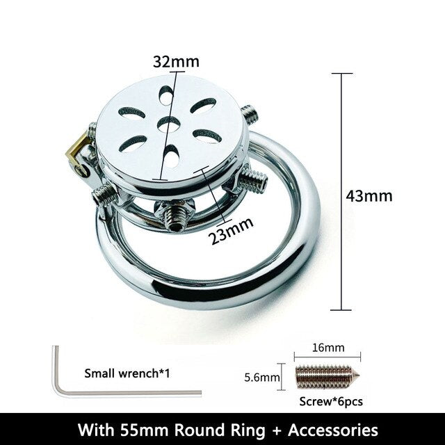 Metal Spiked Chastity Cage Small Flat Cock Cage Painful Chastity Training Device For Men