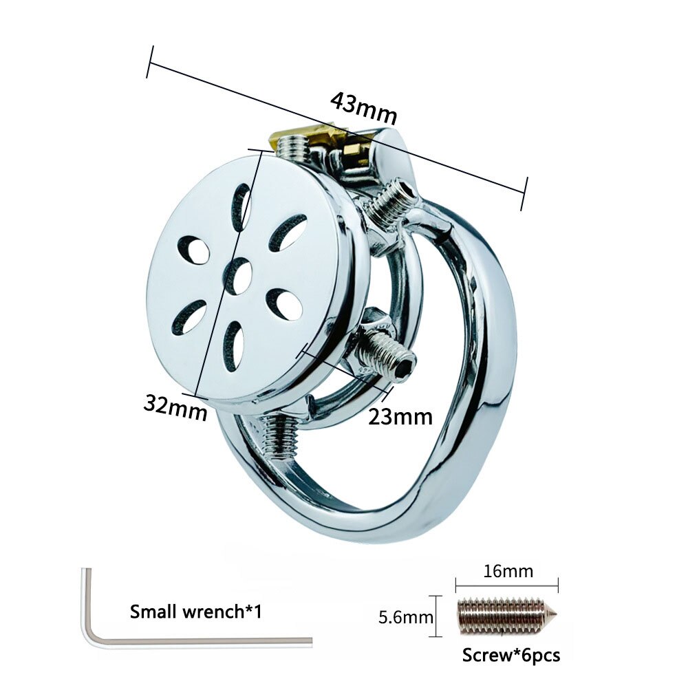 Metal Spiked Chastity Cage Small Flat Cock Cage Painful Chastity Training Device For Men