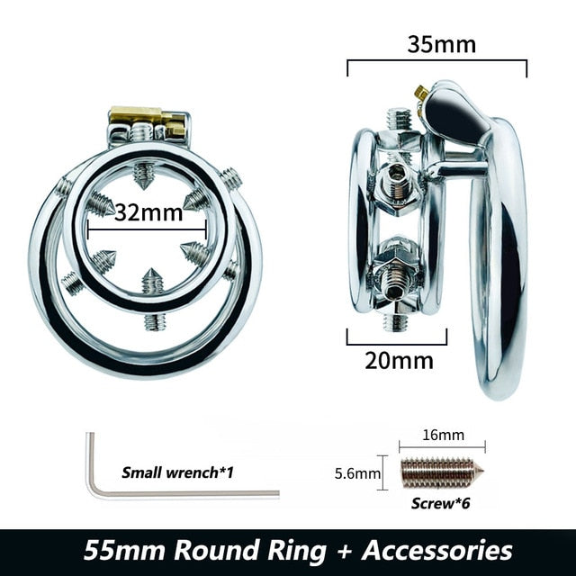 Stainless Steel Spiked Penis Ring Cage Male Chastity Device Super Tiny Cock Ring For Men Chastity Punishment Training