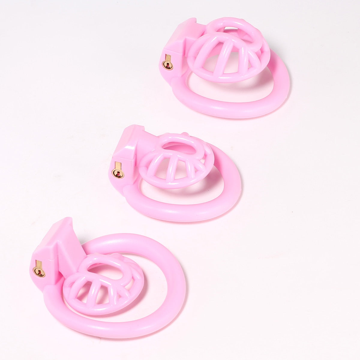 Negative/Micro/Small Resin Chastity Cage Set with 4 Rings - Black/White/Pink Inverted Cock Cage