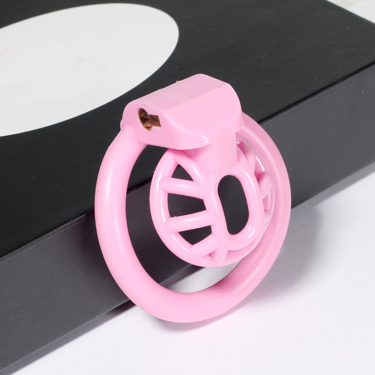 Negative/Micro/Small Resin Chastity Cage Set with 4 Rings - Black/White/Pink Inverted Cock Cage