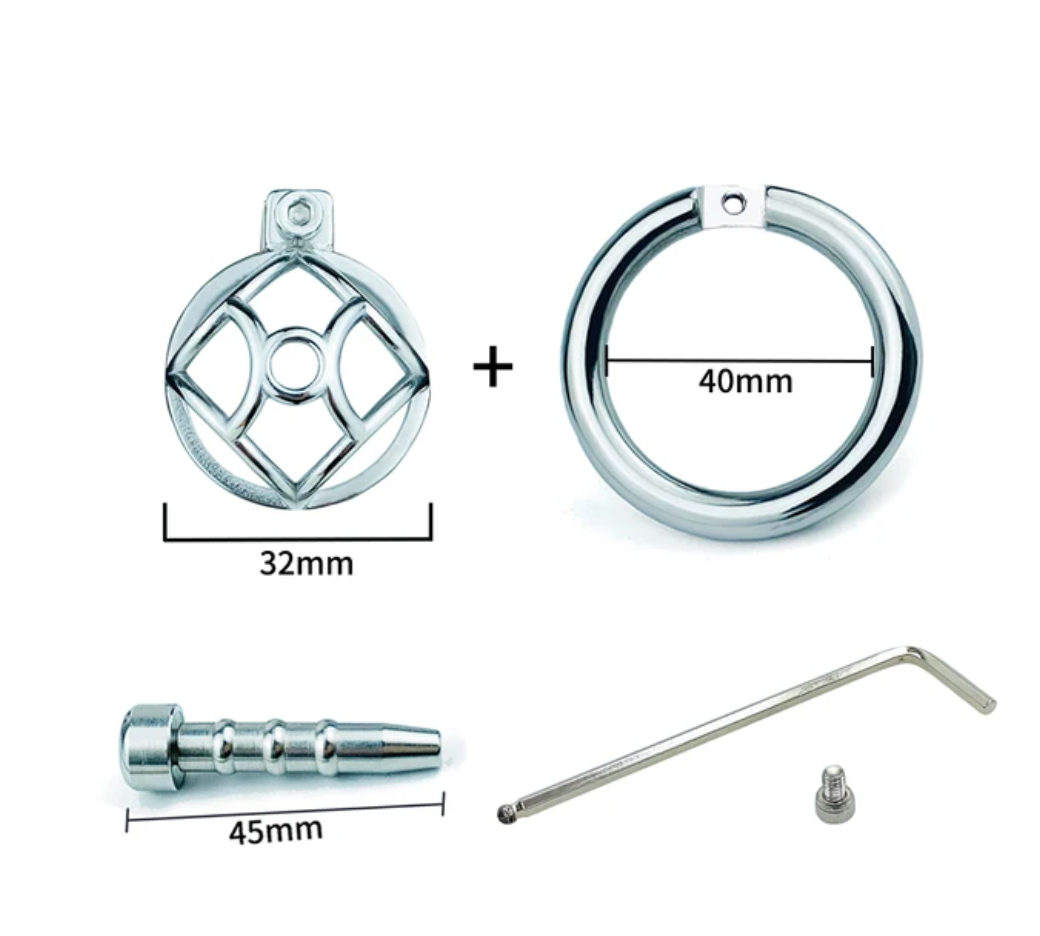 Small Stainless Steel Chastity Cage with Metal Urethral Tube Micro Metal Cock Cage For Long Term Permanent Chastity Training