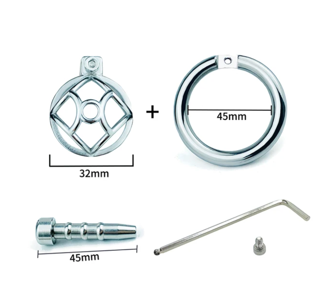 Small Stainless Steel Chastity Cage with Metal Urethral Tube Micro Metal Cock Cage For Long Term Permanent Chastity Training