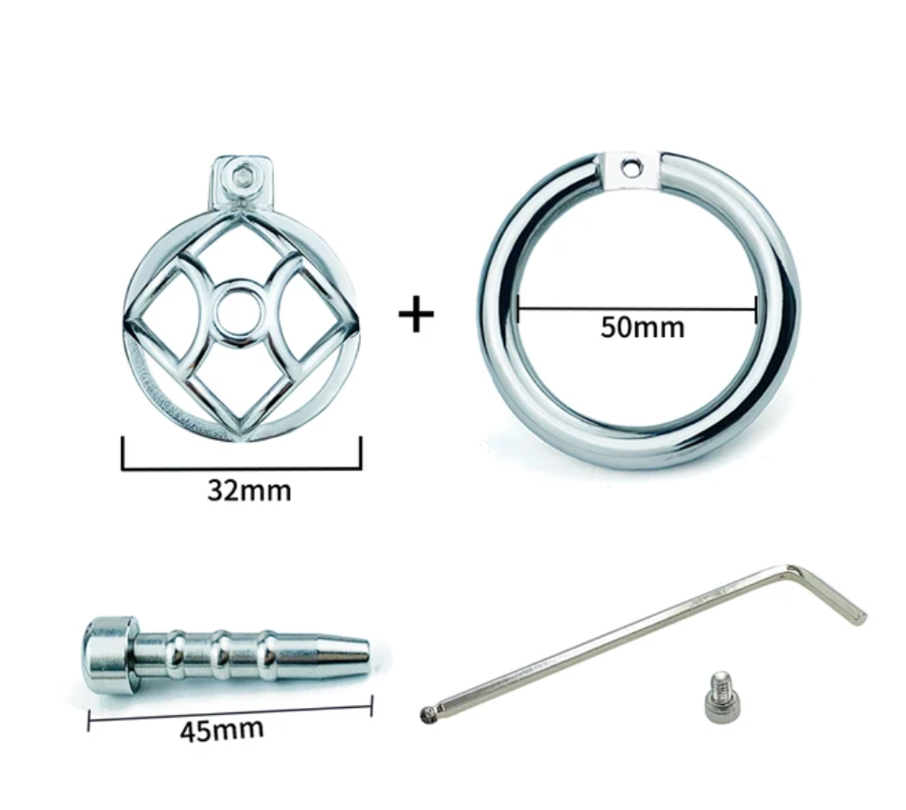 Small Stainless Steel Chastity Cage with Metal Urethral Tube Micro Metal Cock Cage For Long Term Permanent Chastity Training