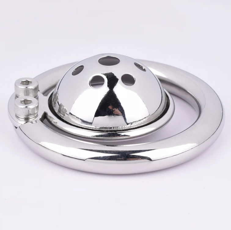 Super Tiny Chastity Cage with Metal Urethral Tube Hemisphere Stainless Steel Small Compact Cockcage