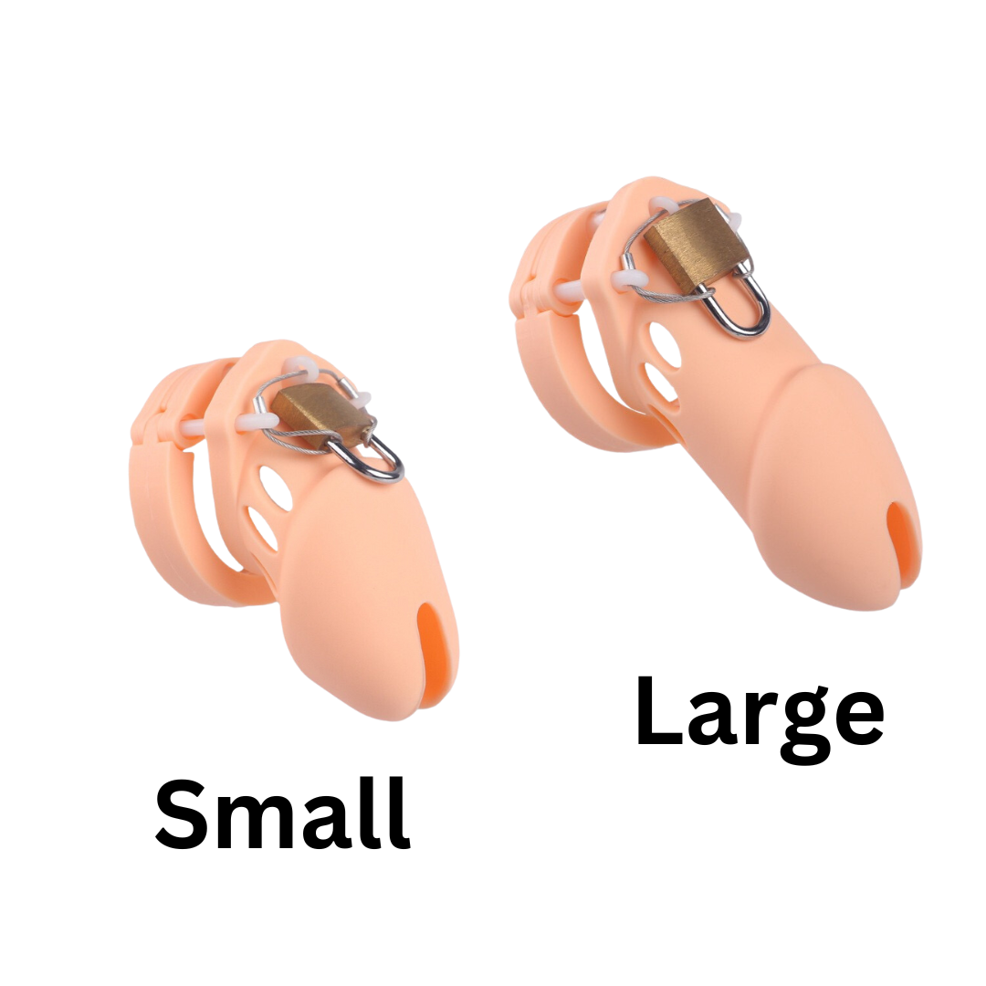 Long/Short Soft Pink Silicone Chastity Cage with 5 Penis Rings Prevent Escaping - Multicolors