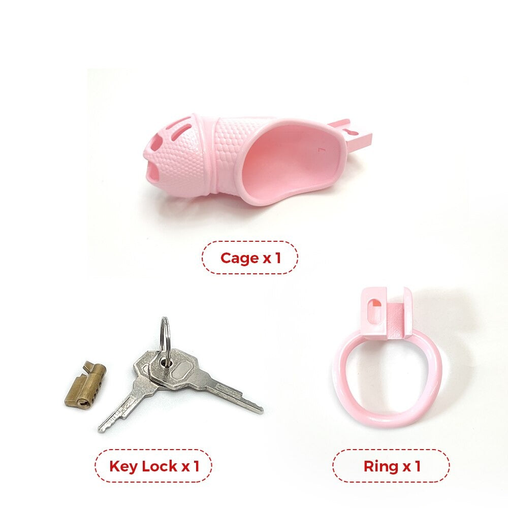 BDSM Pink Chastity Cage with Skull 3D Printed Cock Cage For Sissy Ladyboy Femboy Sex Slave Training