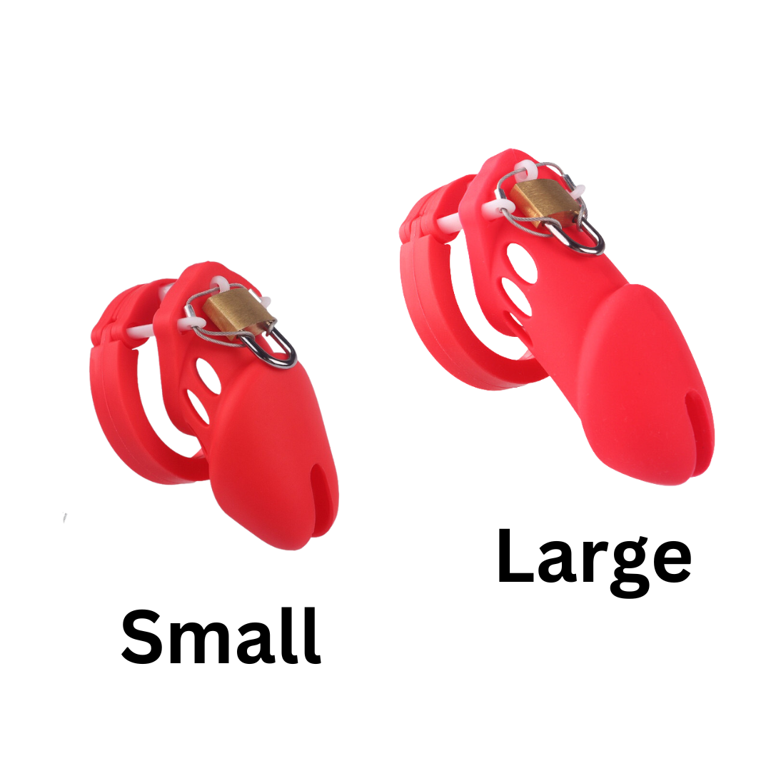 Red Long/ Short Soft Silicone Chastity Cage Set Comfortable Permanent Cock Cage Male Chastity Device For BDSM Training