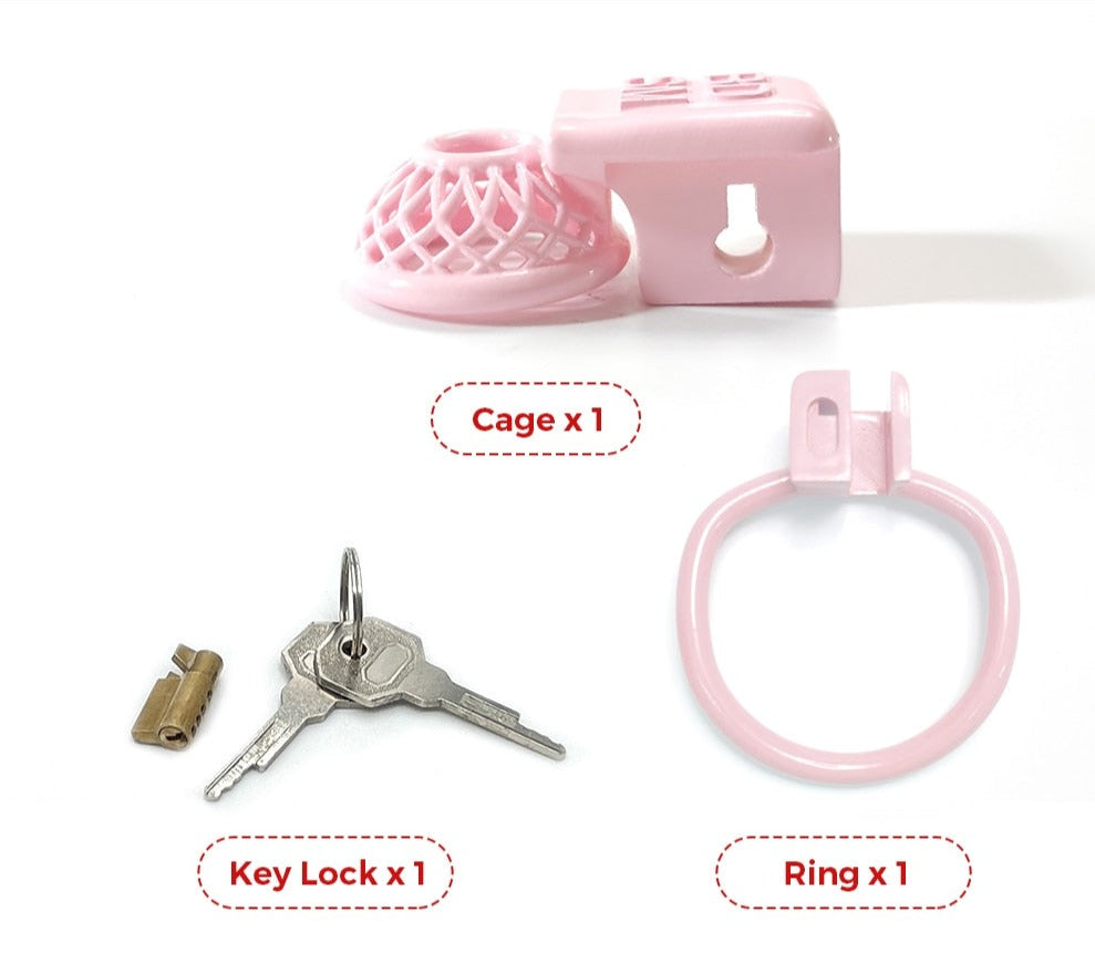 Pink Micro Negative Chastity Cage For Sissy BDSM Training 3D Printed Inverted Cock Cage