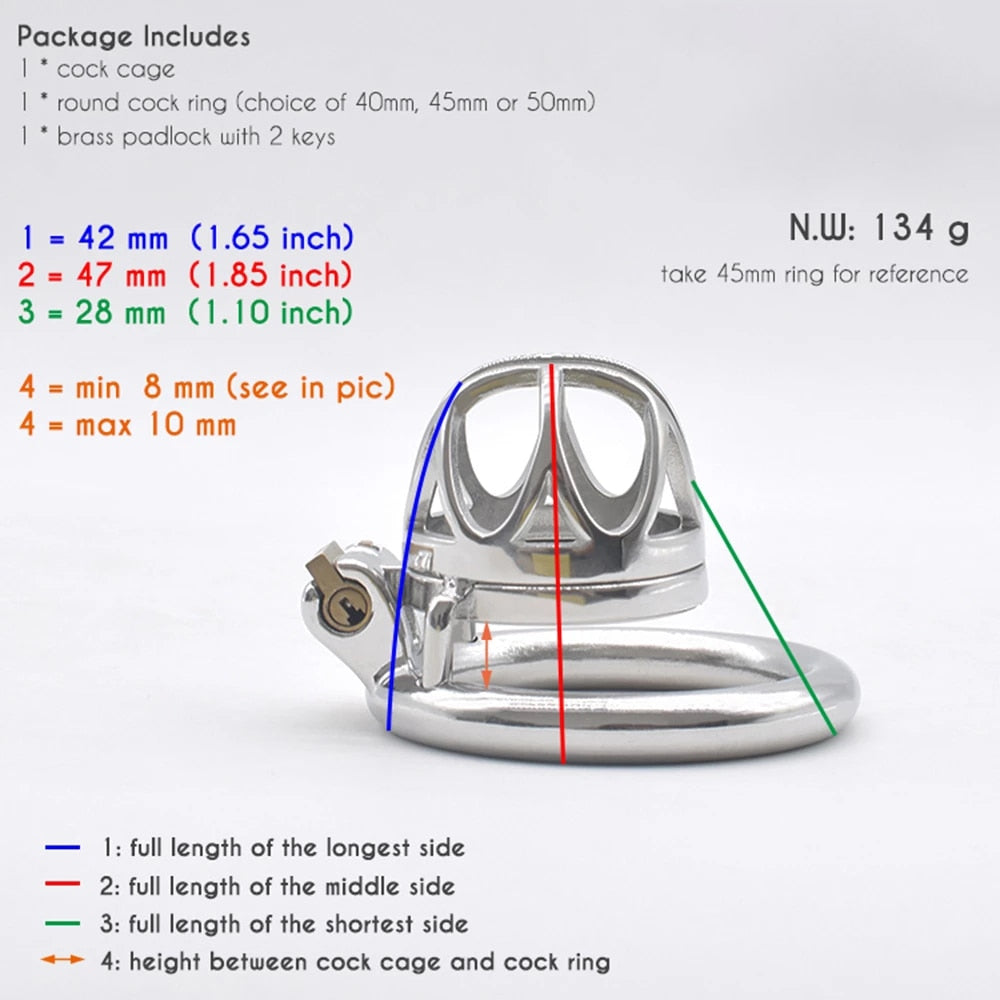 Short Metal Cobra Chastity Cage For Men Permanent Male Cock Cage Stainless Steel Penis Lock