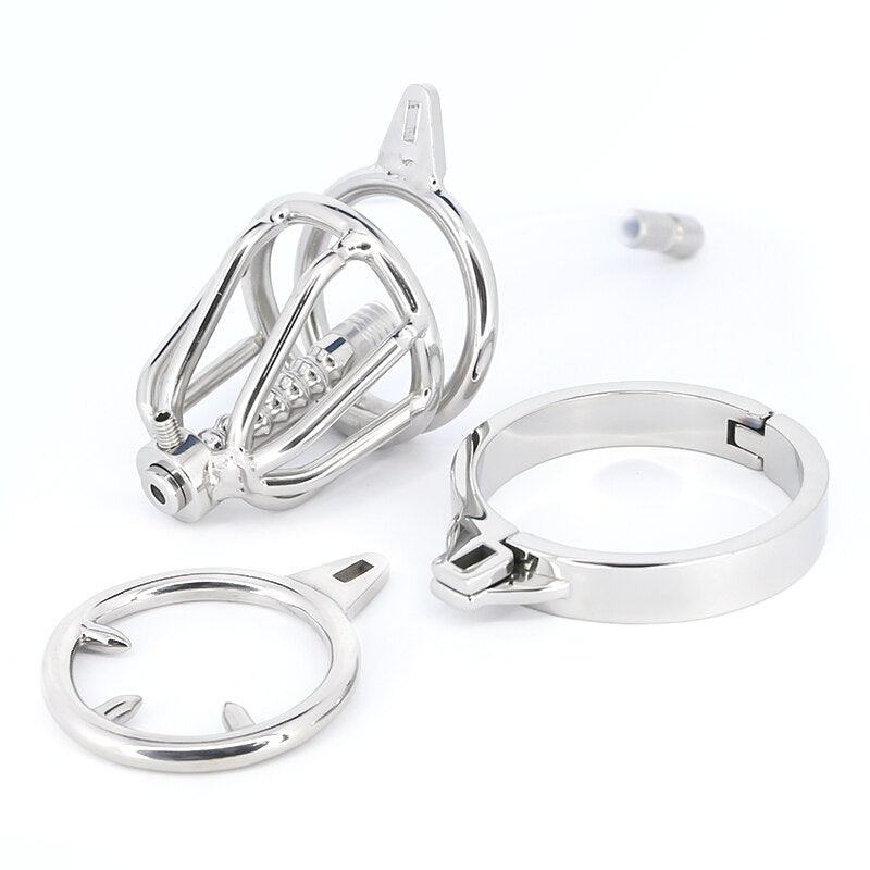 Stainless Steel Urethral Chastity Cage with Spiked Ring Small Cock Cage For Men Male Chastity Device