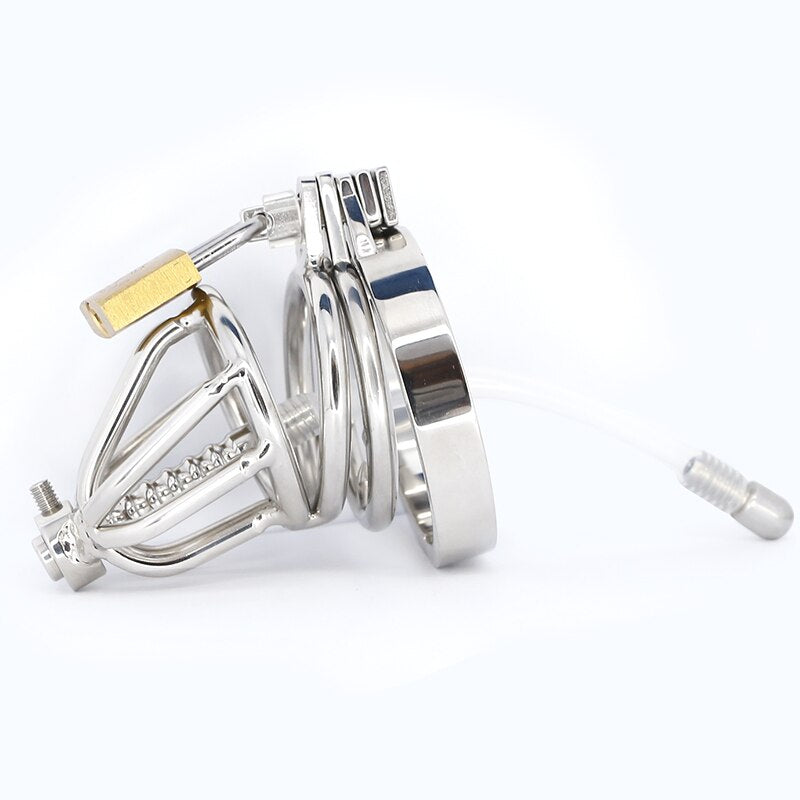 Stainless Steel Urethral Chastity Cage with Spiked Ring Small Cock Cage For Men Male Chastity Device