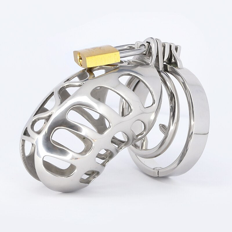 Metal Cobra Chastity Cage with Spiked Penis Ring Inescapable Cock Cage Anti-Erection Permanent Chastity Device For Men