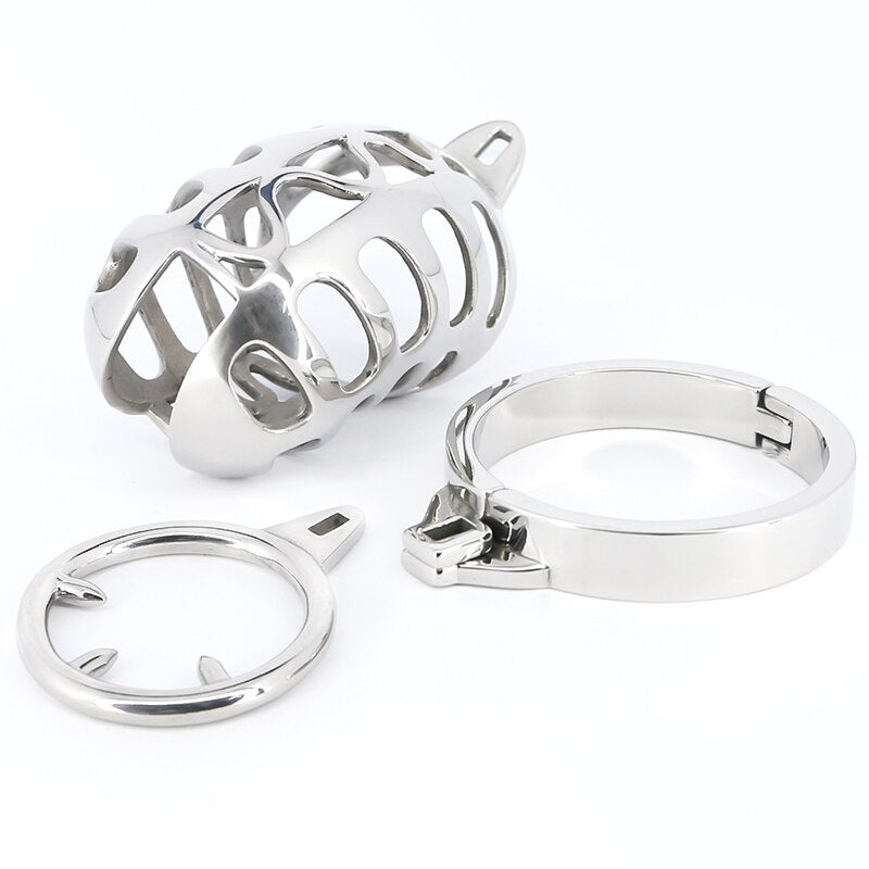 Metal Cobra Chastity Cage with Spiked Penis Ring Inescapable Cock Cage Anti-Erection Permanent Chastity Device For Men