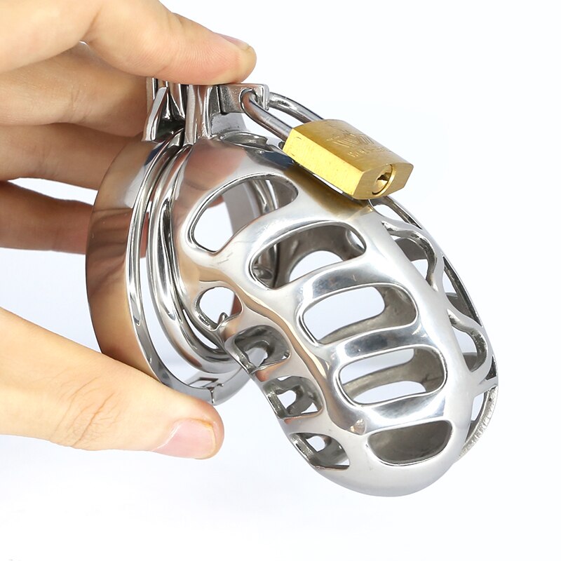 Metal Cobra Chastity Cage with Spiked Penis Ring Inescapable Cock Cage Anti-Erection Permanent Chastity Device For Men